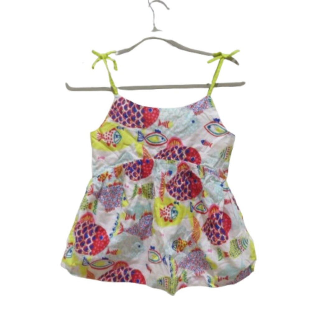 MINI BODEN Tropical Fish Print Cotton Strappy Top 11 - 12 Youth Summer Bright